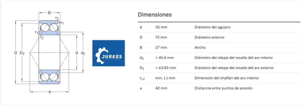 3207-B2RSTVH-C3 - Rodamiento De Dos Hileras De Bolas De Contacto Angular FAG 
