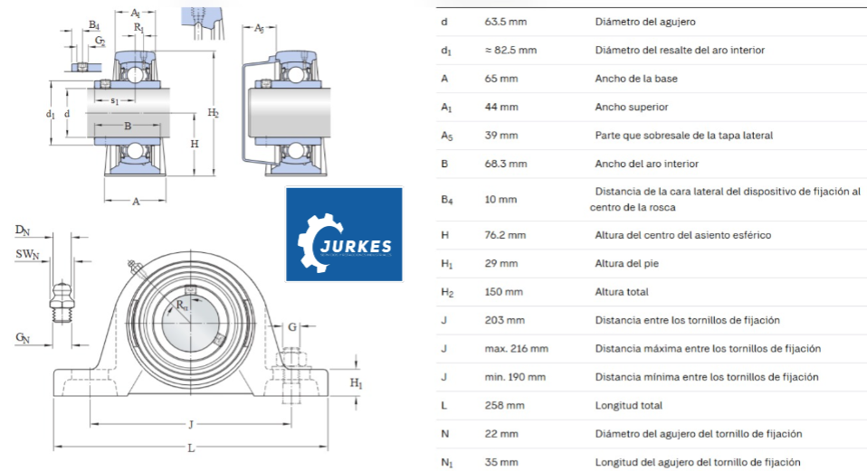 UCP-213-40 - Chumacera de piso de 2 1/2 FSB