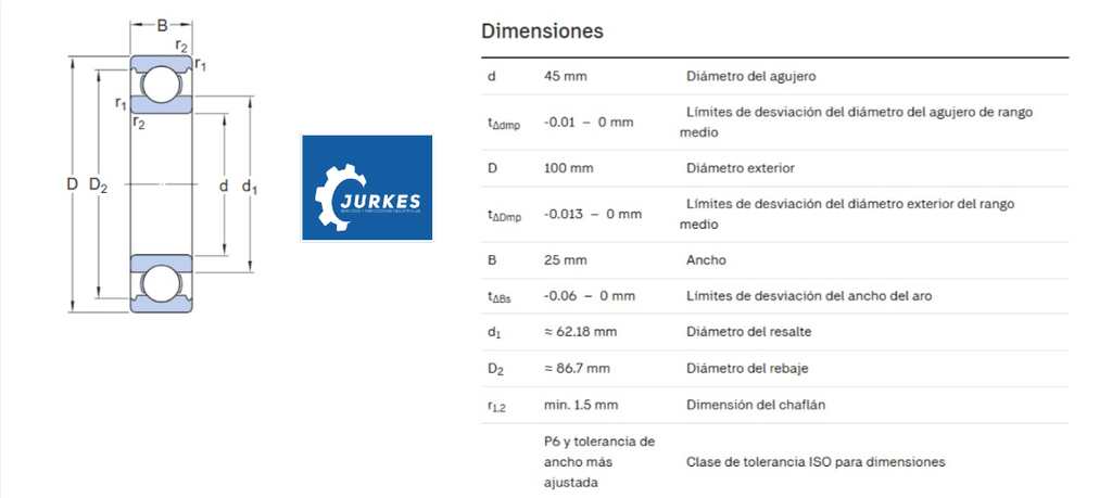 6309-2RSC3 - Rodamiento Rigido De Una Hilera De Bolas SKF