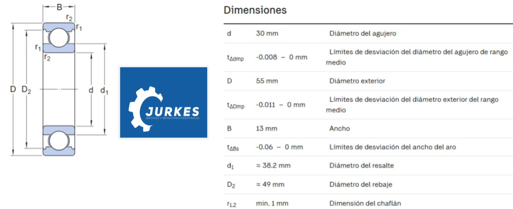 6006-2RS-C3 - Rodamiento Rígido De Una Hilera De Bolas SKF