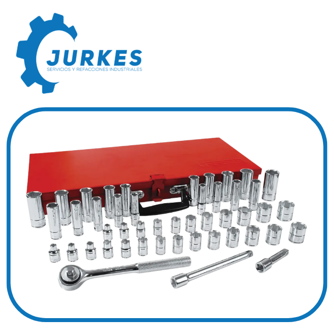 URR-5200B - Juego Dados Cuadro 3/8" Corto Y Largo, Std Y Mm 6 Ptas. Y Accs. (48 Pzas) Cj. Metálica URREA