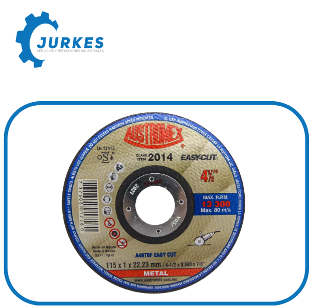 AUS-2014 - Disco Para Corte De Metal 4.1/2"X3/64"X7/8" (Easy-Cut) AUSTROMEX