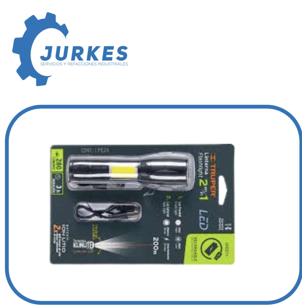 100371 -  Linterna De 1 Led 270 Lm Con Luz De Emergencia, Recargable TRUPER