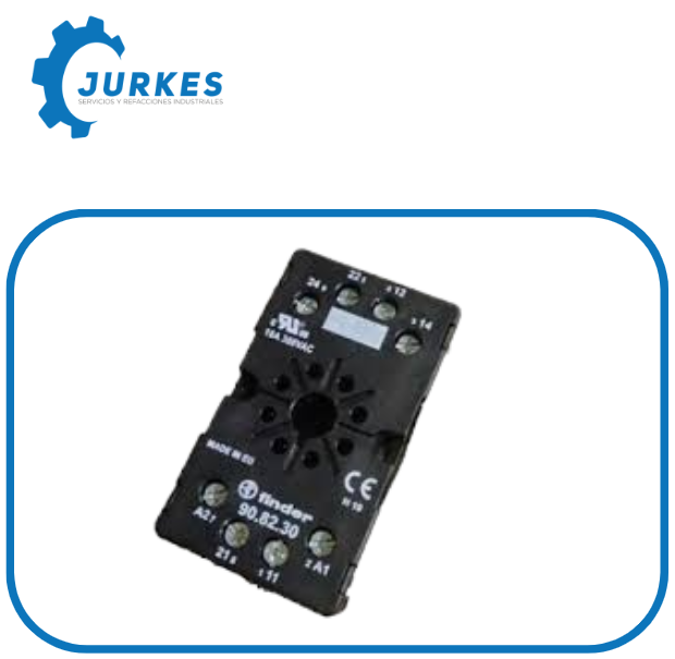 908230- MT78755 Base Atornillable 8 Pines 10A-250V Negra Montaje En Panel Riel Din