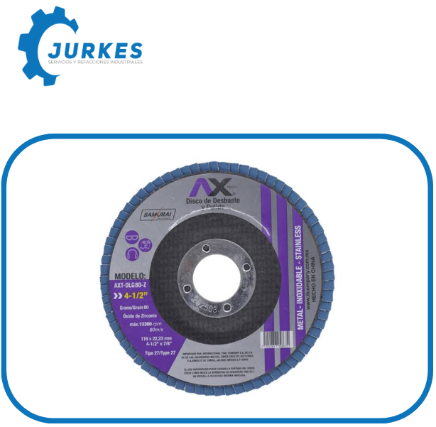 AXT-DLG80-Z- Disco laminado para desbaste y pulido de oxido de zirconio de grano 80,41/2"