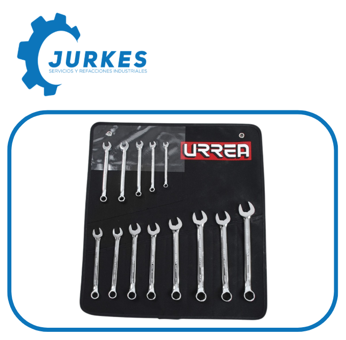 URR-1200HM - Juego 9 Llaves Combinadas Pulido Espejo 12 Puntas URREA