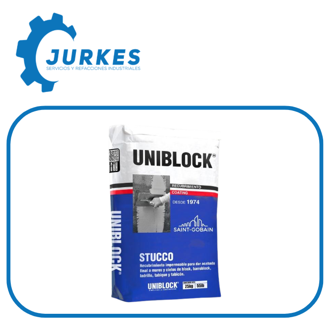 798285 - Estuco Uniblock Con Fibra Para Interiores Blanco Impermeable 25 Kg