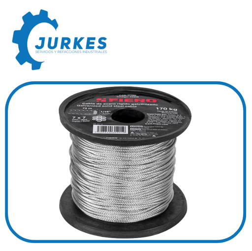 44211 - Metro De Cable Flexible 1/8" De Acero 7X19 Hilos, 75 M