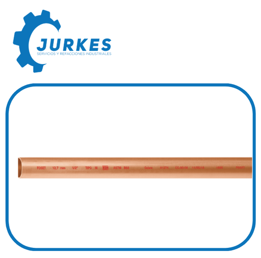 41274 - Tubo Rígido De Cobre 1/2" Tipo "M", 3M, 0.9Kg FOSET
