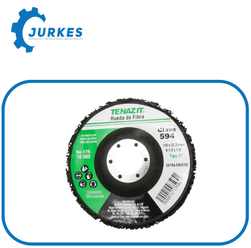 594- Disco De Fibra T-27 4.1/2"X7/8" Extra Grueso Para Rapida Limpieza De Superficies